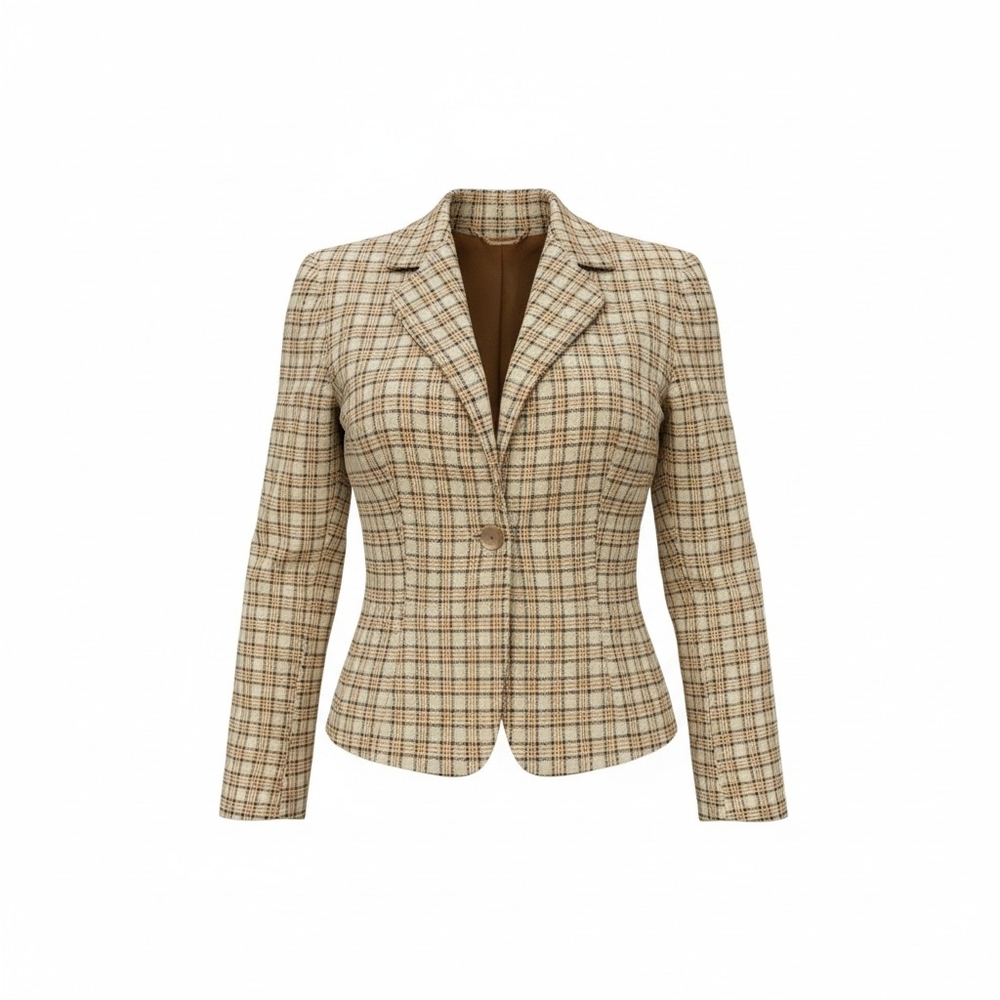 Harve Benard Checkered Blazer - Beige and Brown